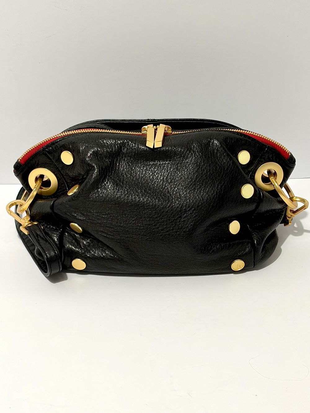 Hammitt Small Daniel Crossbody Clutch In Black Leather/Brushed Gold Hardware